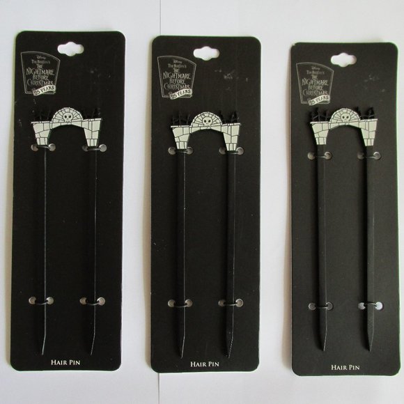 Disney Nightmare Before Christmas 3 Cemetery Double-Prong Hair Pins Hot Topic - Picture 1 of 6